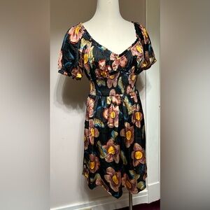 Satin Floral Printed Dress